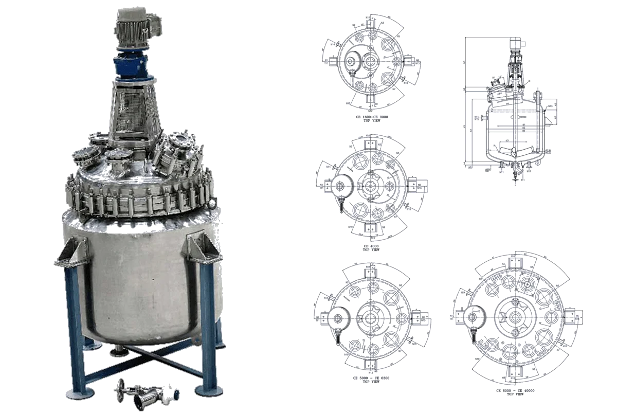 SS Glass Lined Reactor - CE Type 2D Structure - Glasskem
